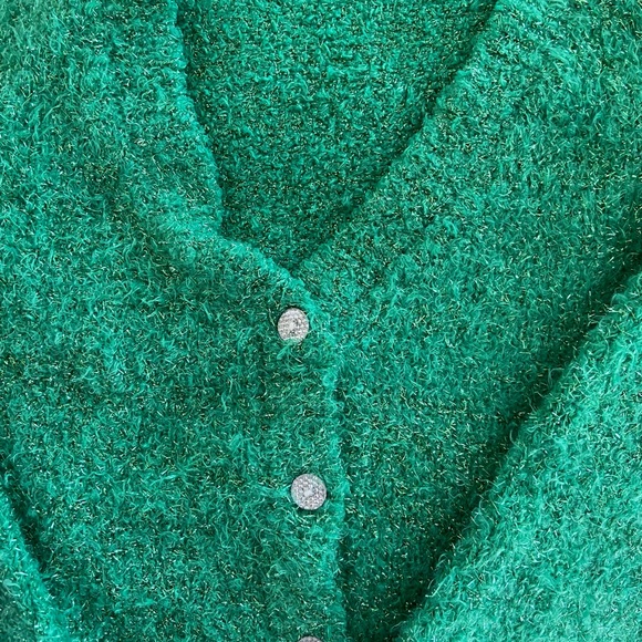 Green Eyelash Cardigan Sweater - Picture 5 of 10